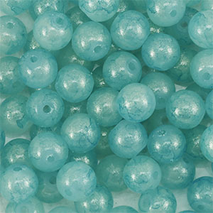 6 mm glaskralen met glitters Turquoise blue-gold