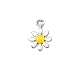 Roestvrij stalen (RVS) Stainless steel bedels bloem Silver-white-yellow