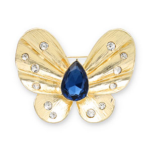 Broches vlinder Gold-dark blue-transparent
