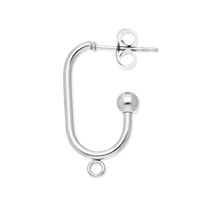 Roestvrij stalen (RVS) Stainless steel onderdelen oorbellen / oorstekers langwerpig ovaal met oogje Silver