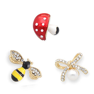 Pins bij / strik / paddenstoel Gold-yellow-black-red
