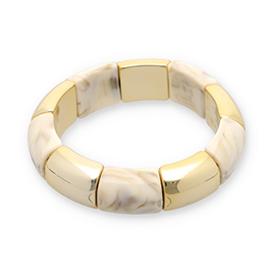 Resin armbanden Gold-off white-beige