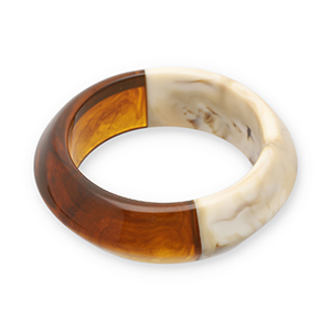 Resin armbanden bangle Transparent amber brown-off white-beige