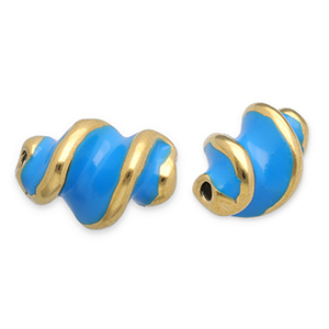 Roestvrij stalen (RVS) Stainless steel kralen twisted Gold-blue