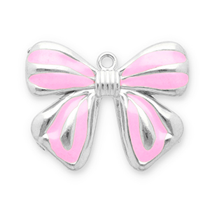 Roestvrij stalen (RVS) Stainless steel bedels strik Silver-pink