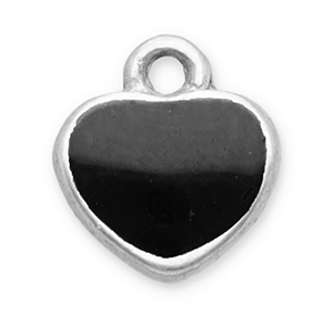 Roestvrij stalen (RVS) Stainless steel bedels hart Silver-black