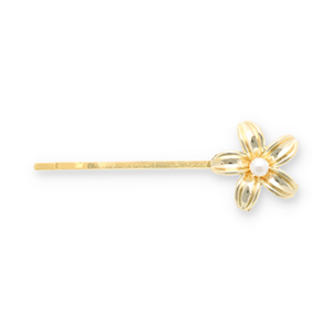 Haaraccessoires schuifspeld bloem met imitatieparel Gold-white