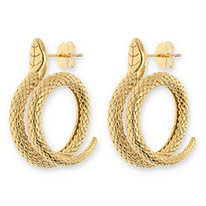 Roestvrij stalen (RVS) Stainless steel oorbellen / oorstekers slang Gold