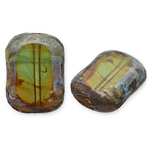 Czech kralen TCB rechthoek 12x9mm Peridot-topaz