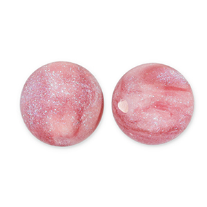 6 mm acryl kralen met glitter Pink-turquoise