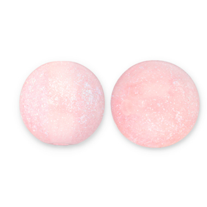 12 mm acryl kralen met glitter Light pink-turquoise
