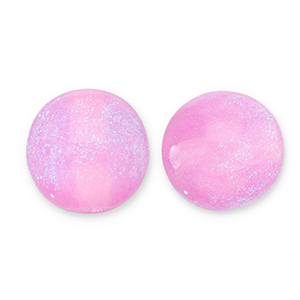 12 mm acryl kralen met glitter Lilac pink-turquoise