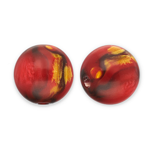 Resin kralen met glitter 14mm Red-gold
