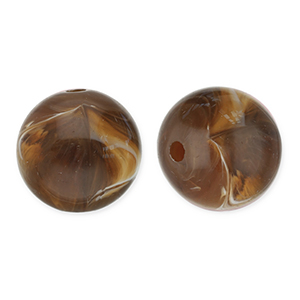 12 mm acryl kralen rond Dark brown-white