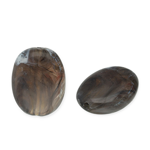 Acryl kralen ovaal Dark grey-white