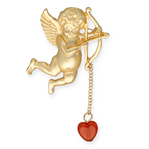 Statement broches cupido Gold-red