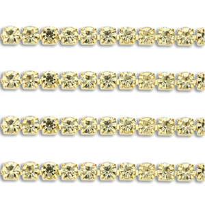 Roestvrij stalen (RVS) Stainless steel strass chain 3mm Gold-champagne