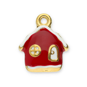 Roestvrij stalen (RVS) Stainless steel bedels huis Gold-red-white