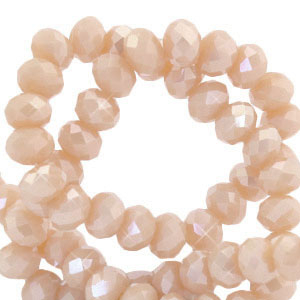 Top Facet kralen 6x4mm disc Silk beige peach-pearl shine coating