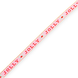 BY31&reg; Lint met tekst "Jolly" Light pink-red-mint green-gold