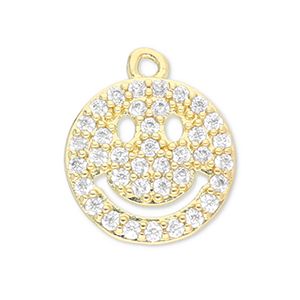 Brass TQ metaal bedels smiley Gold-transparent