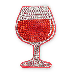 Statement hangers met strass wijnglas Orange-crystal-coral red