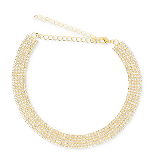 Brass TQ metaal choker met strass Gold-crystal