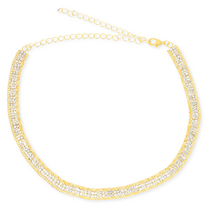 Brass TQ metaal choker met strass Gold-crystal