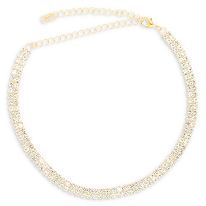 Brass TQ metaal choker met strass Gold-crystal