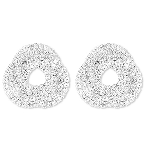 Eco-brass&reg; metaal oorbellen / oorstekers met strass Silver-crystal