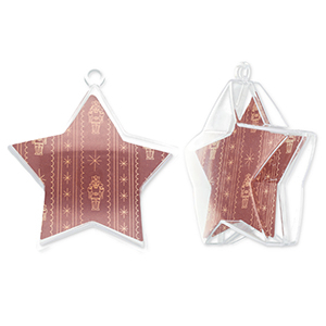 Transparant ornament ster Transparent-port red-beige
