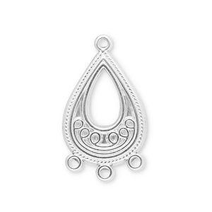 Roestvrij stalen (RVS) Stainless steel onderdelen hangers druppel met 3 oogjes Silver