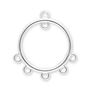 Roestvrij stalen (RVS) Stainless steel onderdelen hangers rond met 6 oogjes Silver
