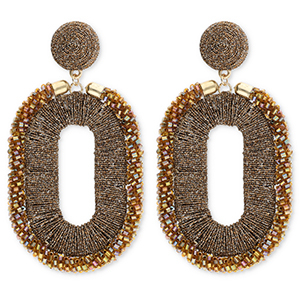 Trendy oorbellen / oorstekers met glaskralen ovaal Golden brown-AB coating