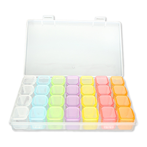 Sieraad opbergbox met 7x4 bakjes Transparent-multicolour