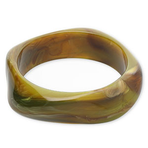 Resin armbanden bangle Olive green-brown-white