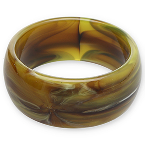 Resin armbanden bangle Olive green-brown-white