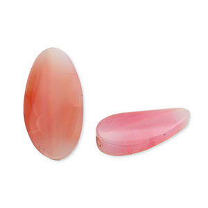 Natuursteen kralen chalcedoon & kwarts ovaal Coral red-transparent