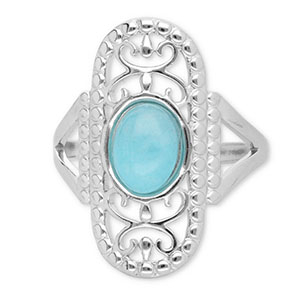Roestvrij stalen (RVS) Stainless steel ringen met natuursteen Silver-turquoise