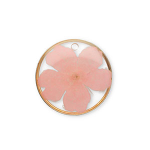 Bedels met gedroogde bloemetjes Gold-light pink