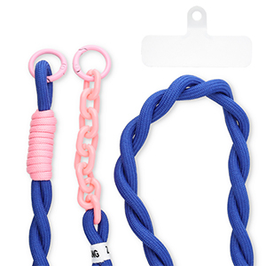 Trendy telefoonkoord incl. bevestiging Dark blue-pink
