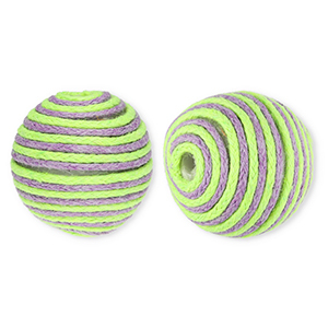 22 mm acryl kralen met waxkoord Lime green-lavender purple