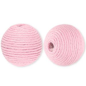 22 mm acryl kralen met waxkoord Light pink