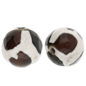 Natuursteen kralen chalcedoon 8mm Black-brown-white
