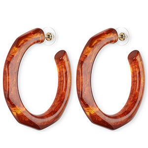 Trendy resin oorbellen&nbsp;/&nbsp;oorstekers Dark amber brown