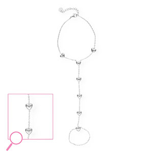 Roestvrij stalen (RVS) Stainless steel handkettingen hartjes Silver