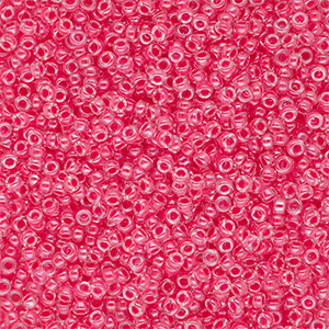 Miyuki rocailles 15/0 Carnation Pink Lined Crystal 15-0208