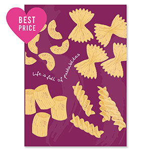 BY31&reg; Sieraden kaartjes "Life is full of pasta-bilities" Magenta purple-yellow