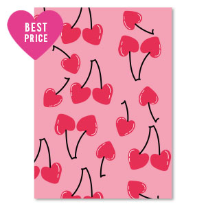 Sieraden kaartjes "cherries" Pink