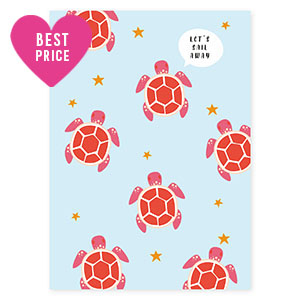 Sieraden kaartjes "Let's sail away" Light blue-red